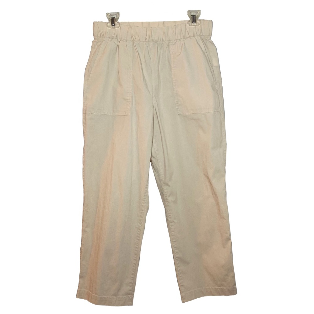 GAP Women Cream Cotton Mix Pants with front pockets, US M